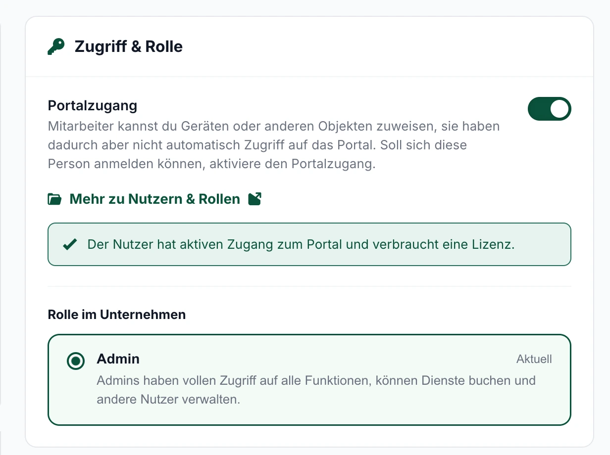 Ein Schalter nimmt den Zugang – die Zuordnungen bleiben
